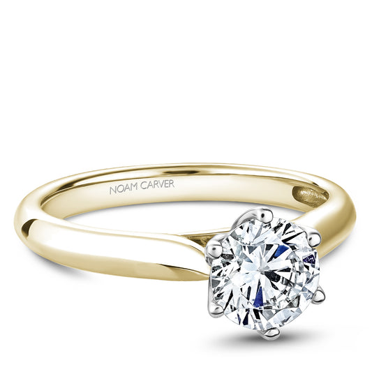 Noam Carver Engagement Ring Yellow & White 18k Gold With 6 RD TCW 0.04ct