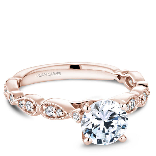 Noam Carver Engagement Ring Rose 18k Gold With 18 RD TCW 0.12ct