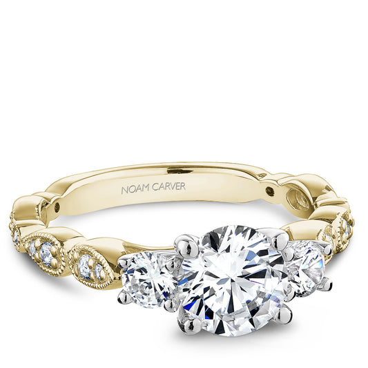 Noam Carver Engagement Ring Yellow & White 14k Gold With 18 RD TCW 0.43ct