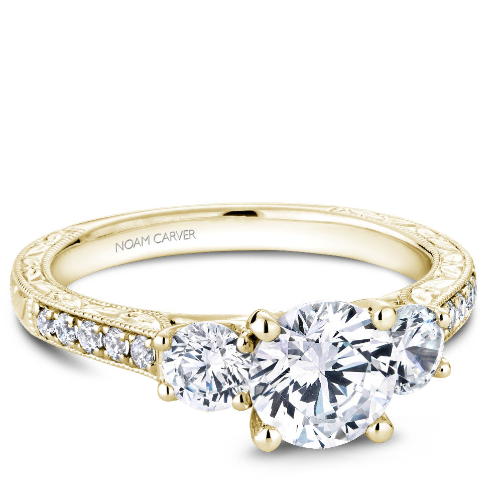 Noam Carver Engagement Ring Yellow 18k Gold With 12 RD TCW 0.65ct