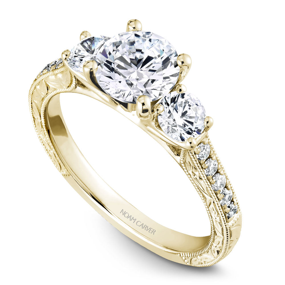 Noam Carver Engagement Ring Yellow 18k Gold With 12 RD TCW 0.65ct