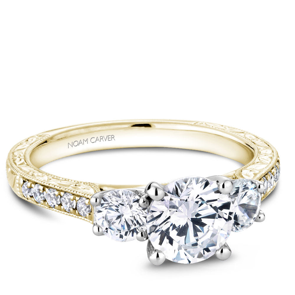 Noam Carver Engagement Ring Yellow & White 14k Gold With 12 RD TCW 0.65ct