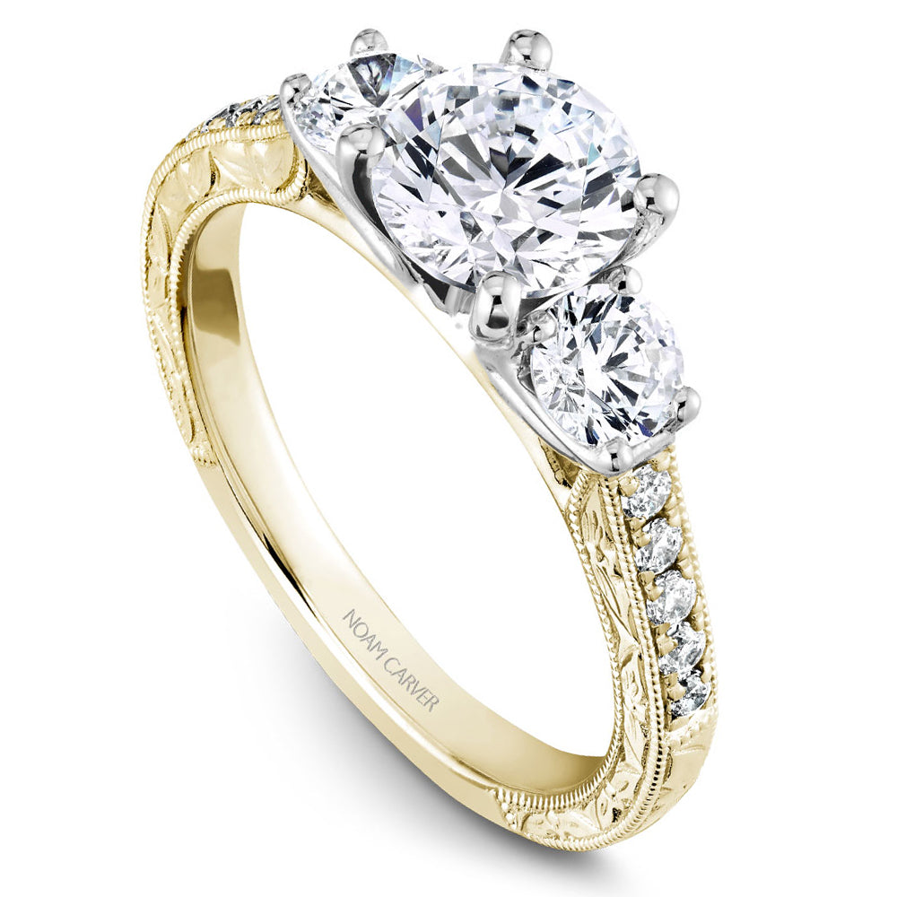 Noam Carver Engagement Ring Yellow & White 18k Gold With 12 RD TCW 0.63ct
