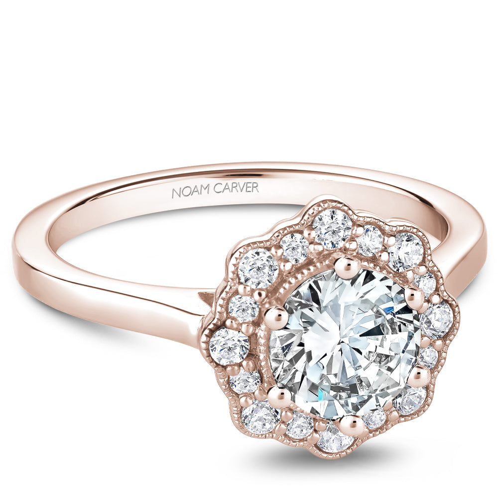Noam Carver Engagement Ring Rose 14k Gold With 16 RD TCW 0.24ct