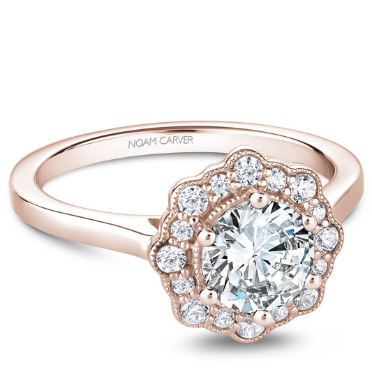 Noam Carver Engagement Ring Rose 14k Gold With 16 RD TCW 0.24ct