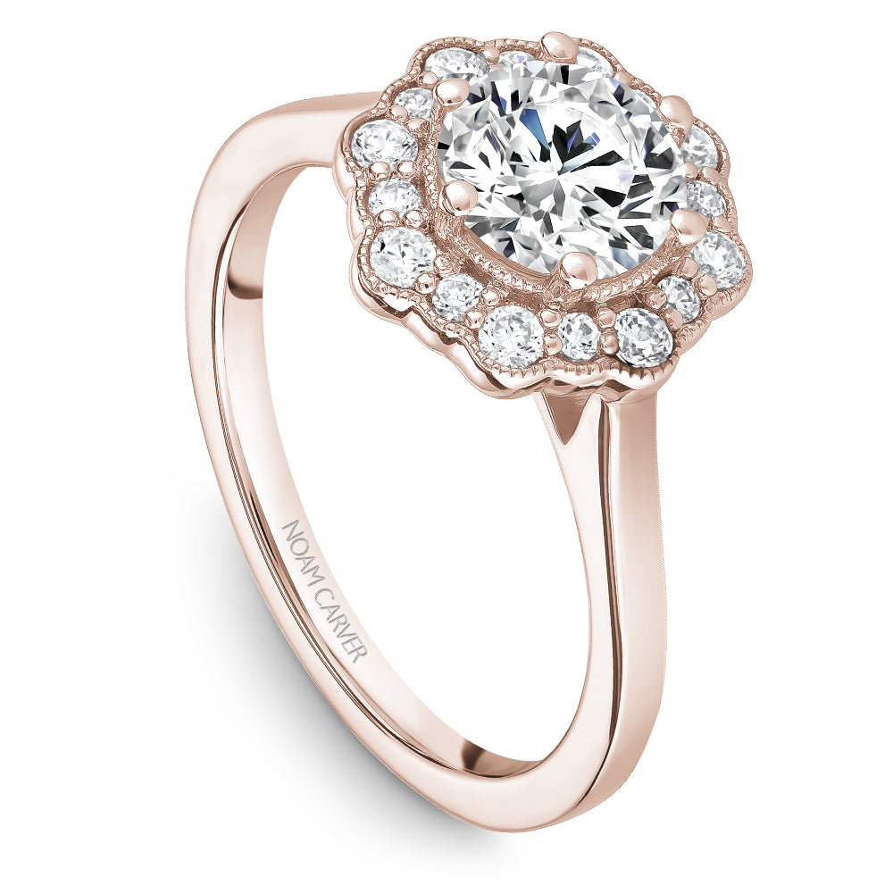 Noam Carver Engagement Ring Rose 14k Gold With 16 RD TCW 0.24ct