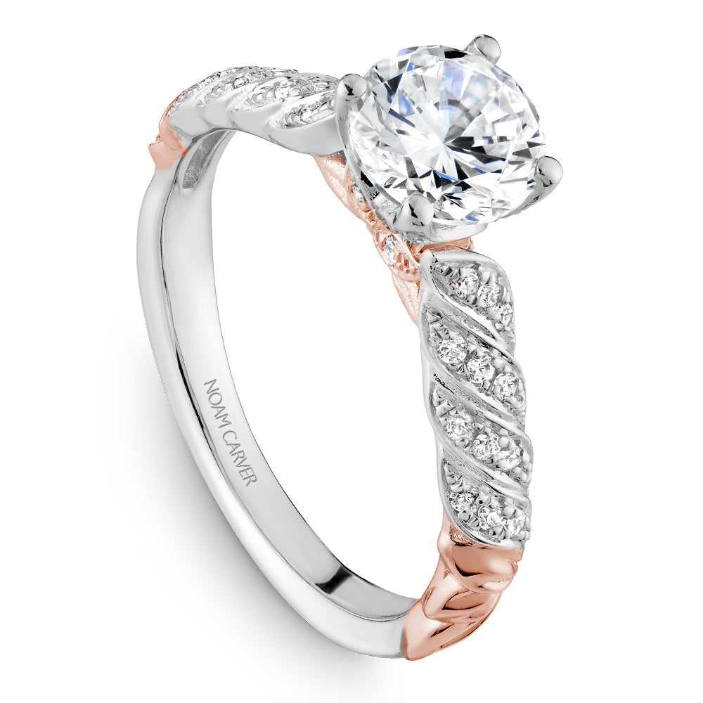 Noam Carver Engagement Ring White & Rose 14k Gold With 42 RD TCW 0.18ct