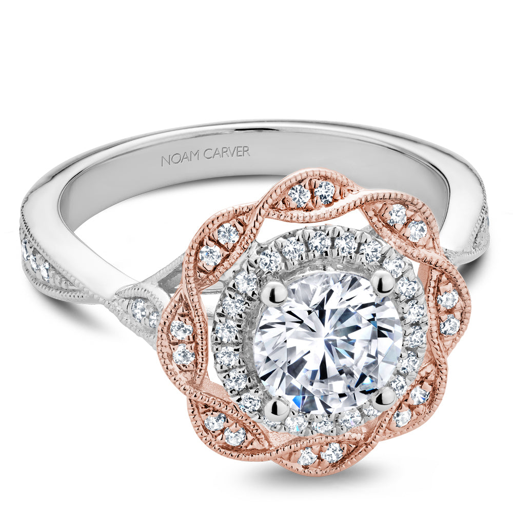 Noam Carver Engagement Ring White & Rose 18k Gold With 54 RD TCW 0.33ct