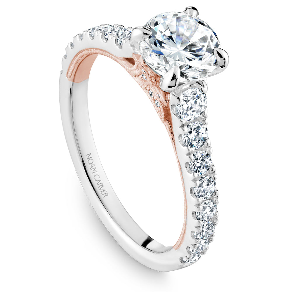 Noam Carver Engagement Ring White & Rose 18k Gold With 28 RD TCW 0.66ct