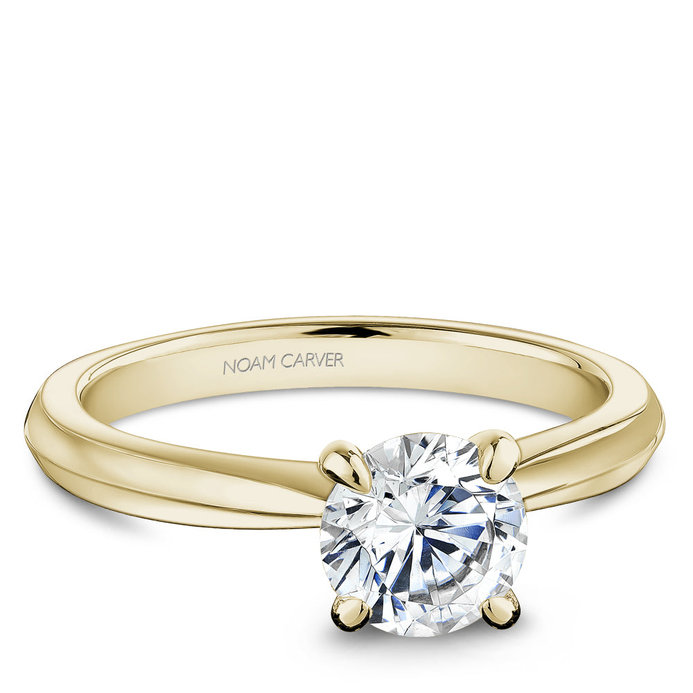 Noam Carver Engagement Ring Yellow 14k Gold With 2 RD TCW 0.01ct