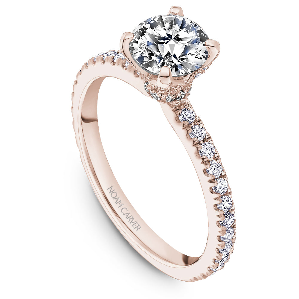 Noam Carver Engagement Ring Rose 14k Gold With 60 RD TCW 0.5ct