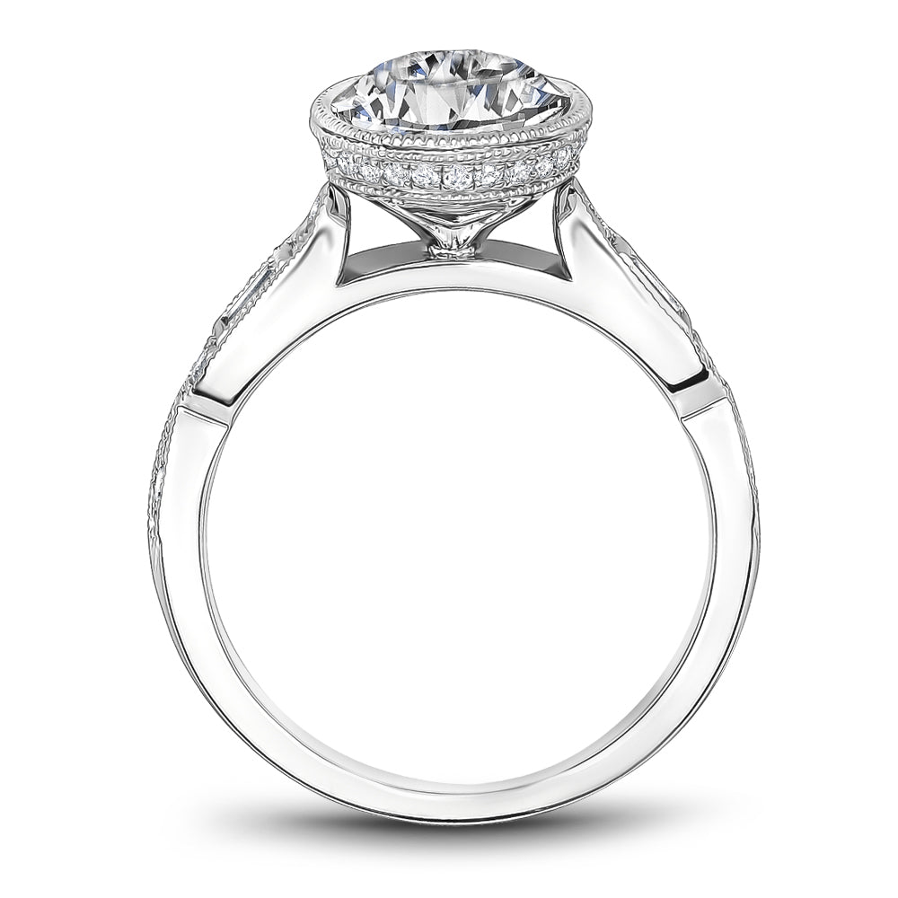 Noam Carver Engagement Ring White 14k Gold With 30 RD TCW 0.20ct And 2 BAG TCW 0.11ct