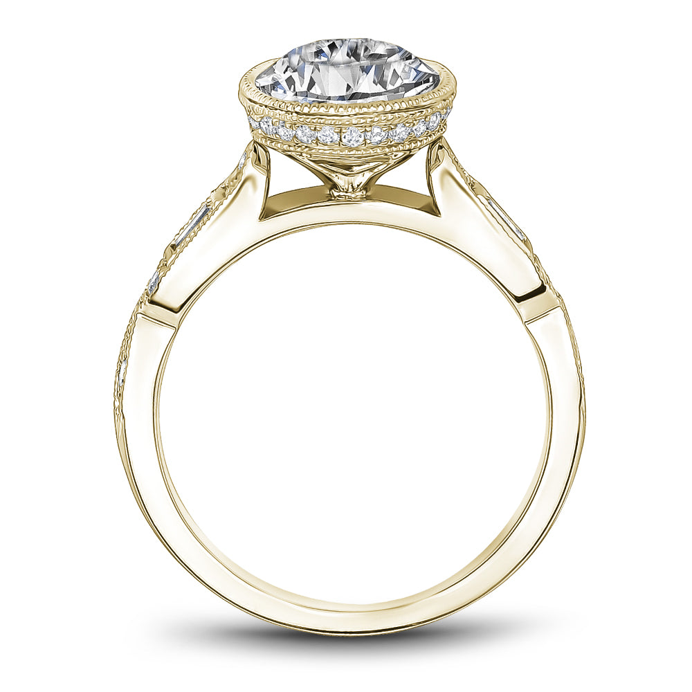 Noam Carver Engagement Ring Yellow 14k Gold With 30 RD TCW 0.20ct And 2 BAG TCW 0.11ct