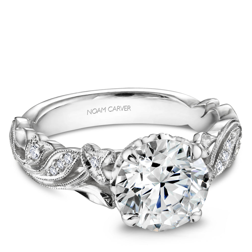 Noam Carver Engagement Ring White 14k Gold With 12 RD TCW 0.06ct