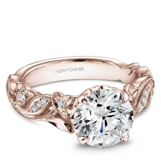 Noam Carver Engagement Ring Rose 14k Gold With 12 RD TCW 0.06ct