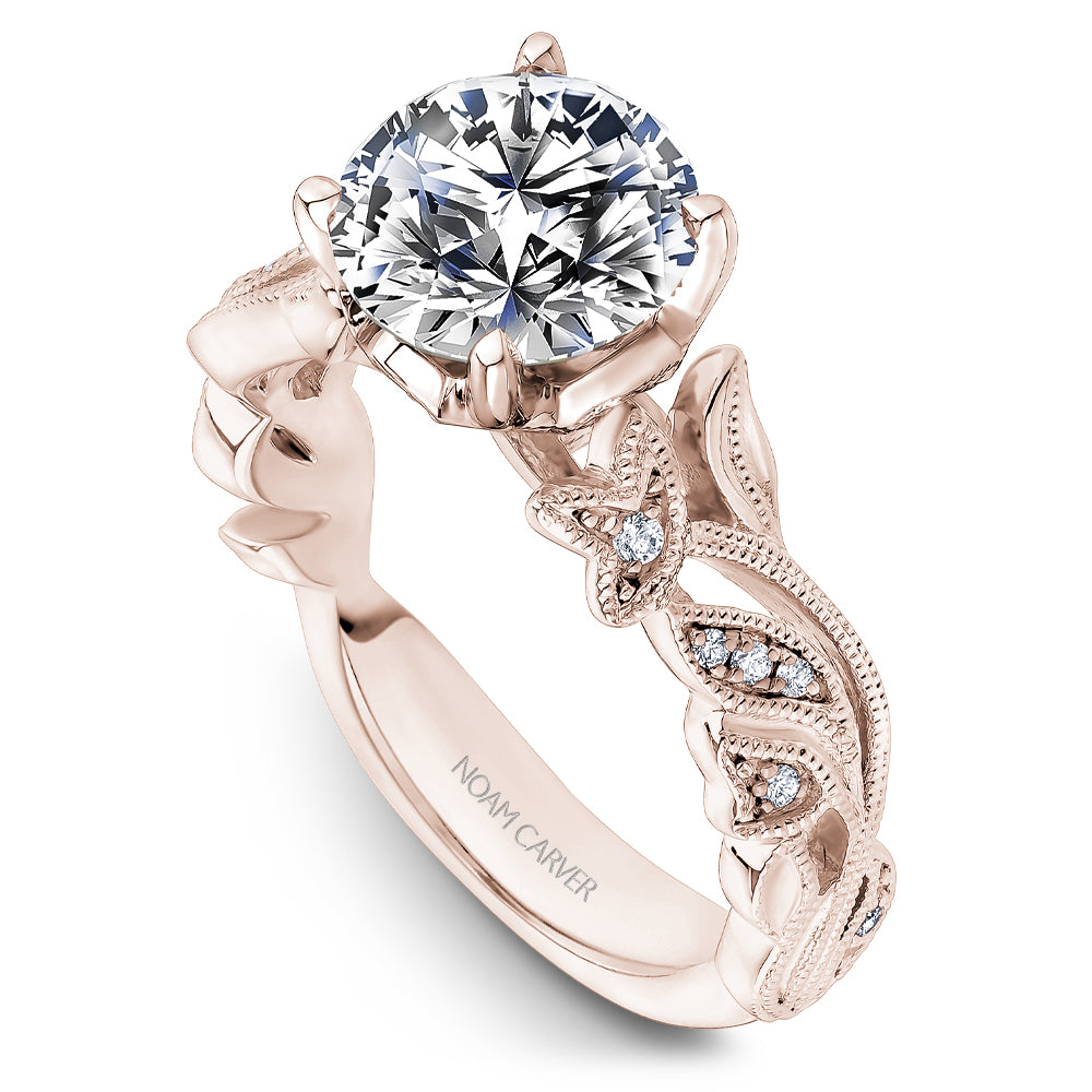 Noam Carver Engagement Ring Rose 14k Gold With 12 RD TCW 0.06ct