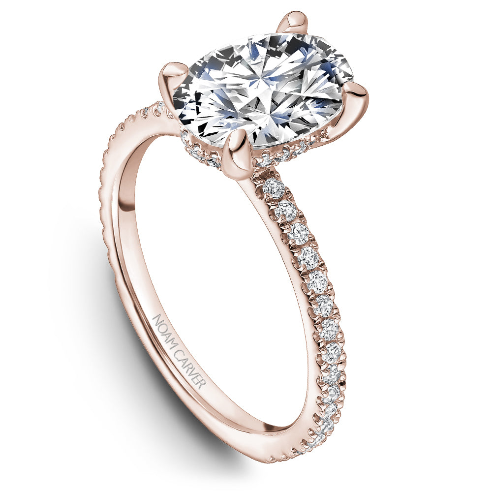 Noam Carver Engagement Ring Rose 14k Gold With 48 RD TCW 0.30t