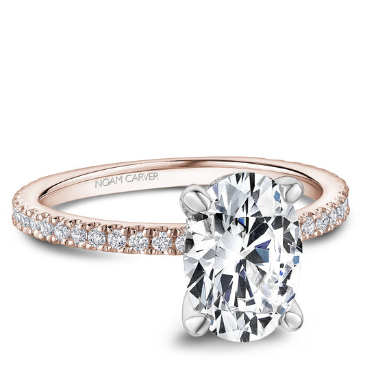 Noam Carver Engagement Ring Rose & White 18k Gold With 48 RD TCW 0.30ct