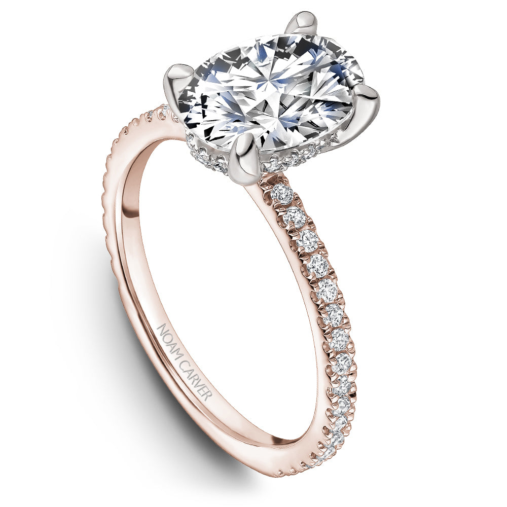Noam Carver Engagement Ring Rose & White 18k Gold With 48 RD TCW 0.30ct