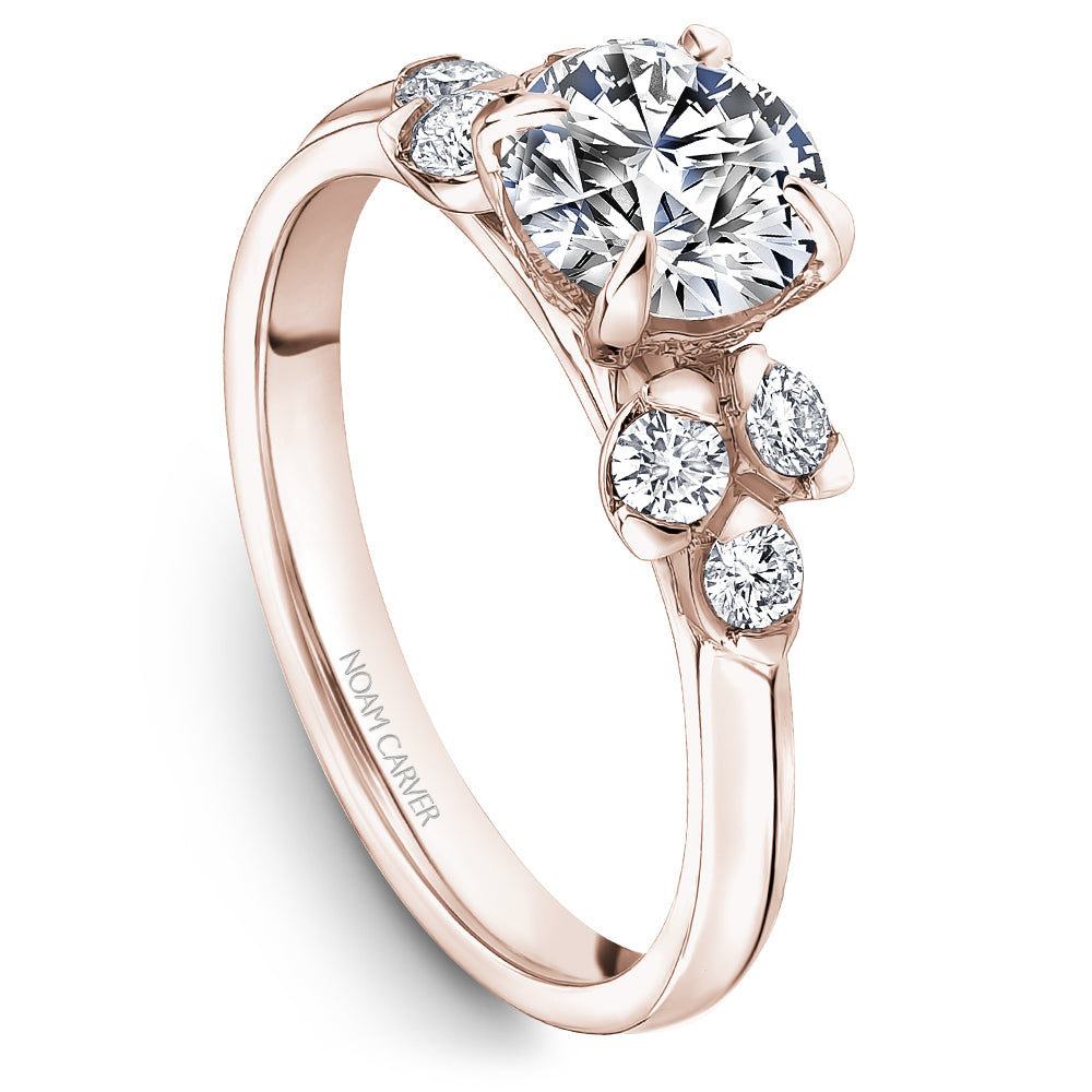Noam Carver Engagement Ring Rose 14k Gold With 10 RD TCW 0.28ct