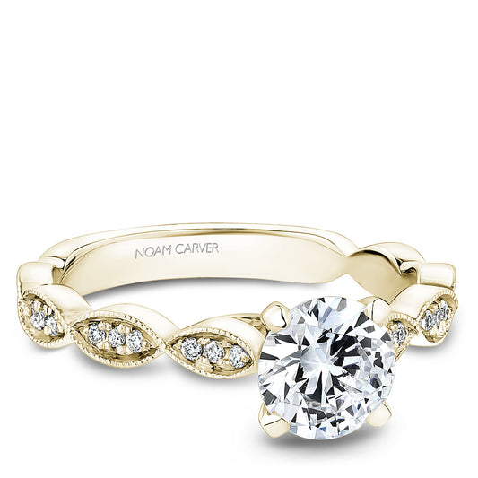 Noam Carver Engagement Ring Yellow 14k Gold With 24 RD TCW 0.12ct