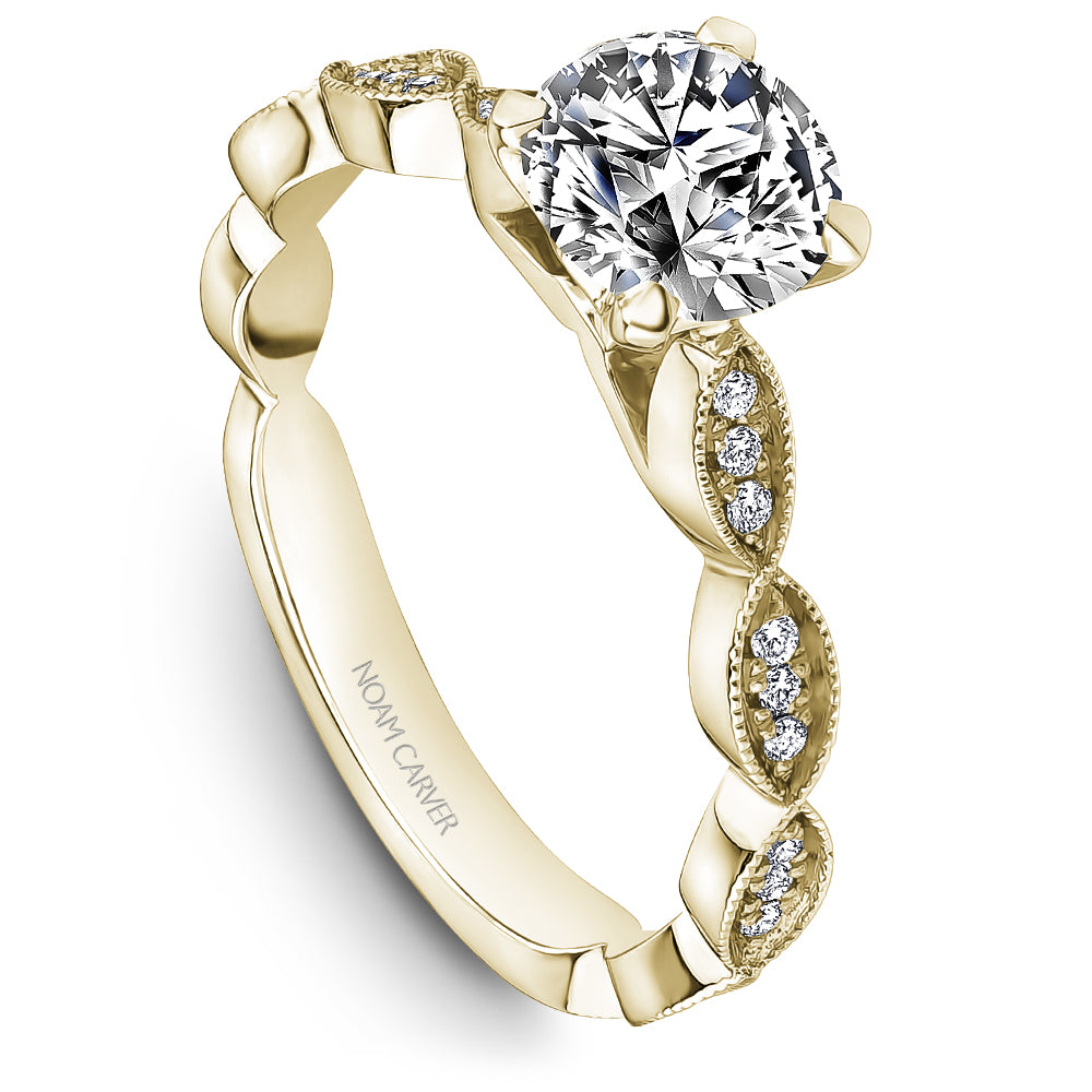 Noam Carver Engagement Ring Yellow 14k Gold With 24 RD TCW 0.12ct