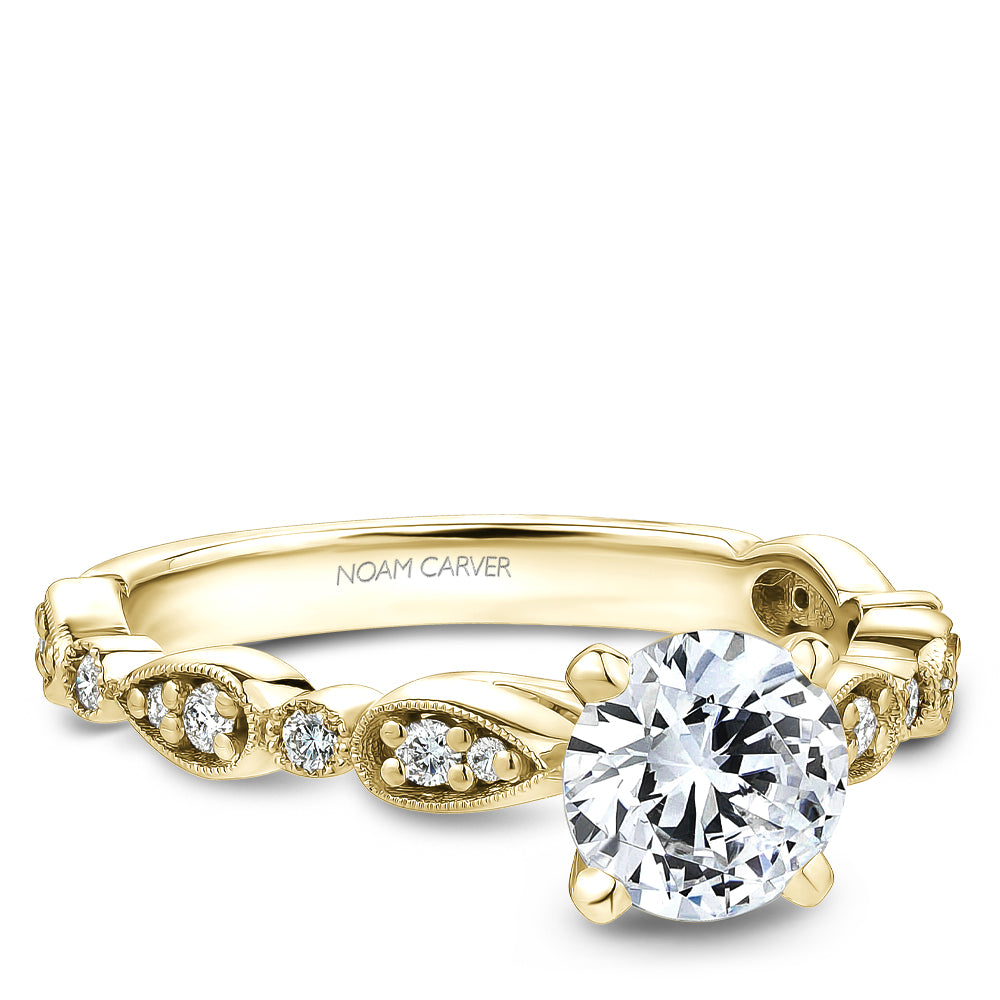 Noam Carver Engagement Ring Yellow 14k Gold With 16 RD TCW 0.15ct