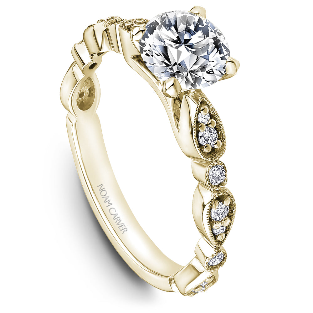 Noam Carver Engagement Ring Yellow 14k Gold With 16 RD TCW 0.15ct