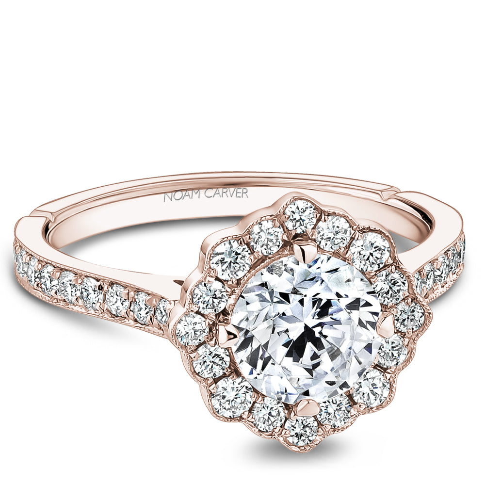 Noam Carver Engagement Ring Rose 14k Gold With 36 RD TCW 0.54ct