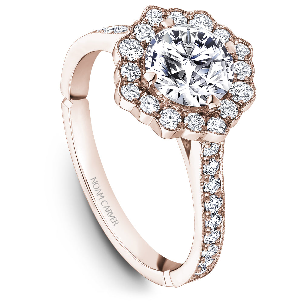 Noam Carver Engagement Ring Rose 18k Gold With 36 RD TCW 0.54ct