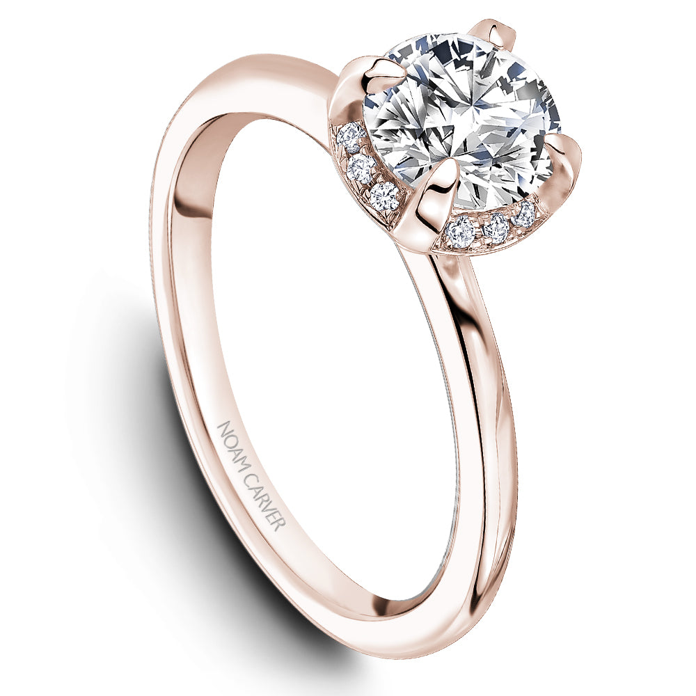 Noam Carver Engagement Ring Rose 14k Gold With 24 RD TCW 0.01ct