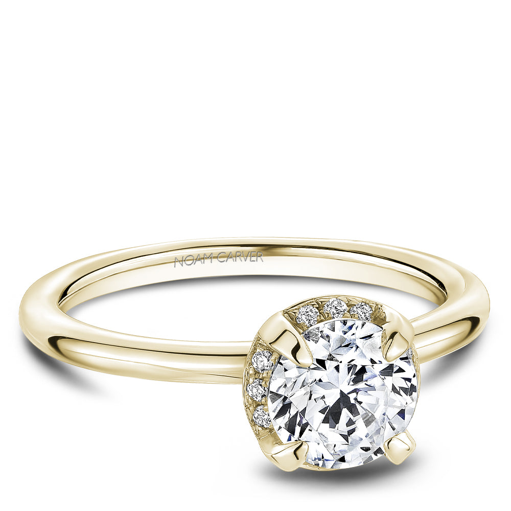 Noam Carver Engagement Ring Yellow 14k Gold With 24 RD TCW 0.01ct