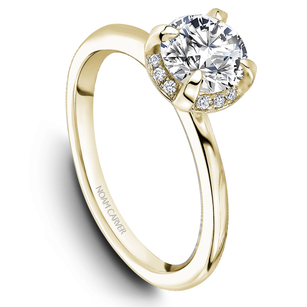 Noam Carver Engagement Ring Yellow 18k Gold With 24 RD TCW 0.01ct