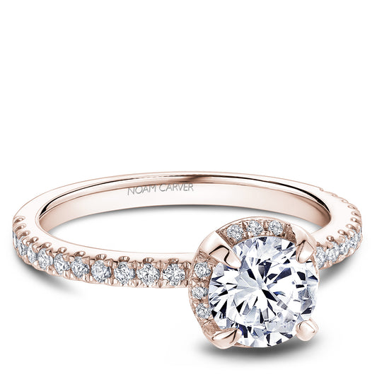 Noam Carver Engagement Ring Rose 14k Gold With 48 RD TCW 0.36ct