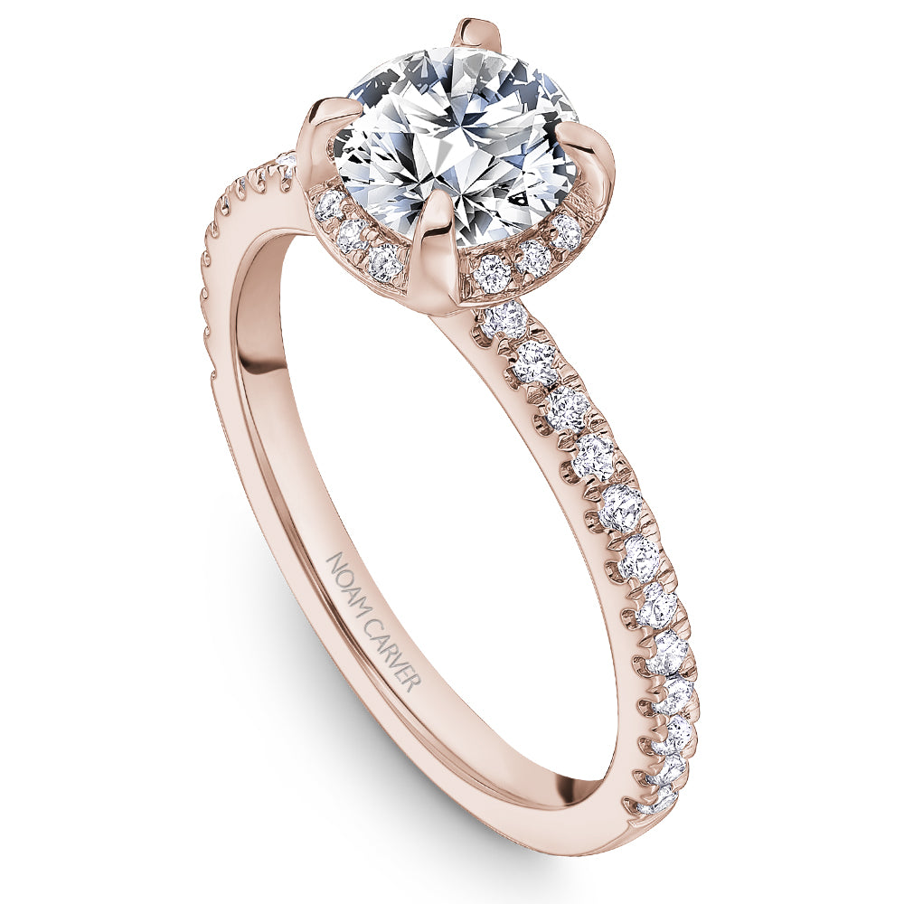 Noam Carver Engagement Ring Rose 14k Gold With 48 RD TCW 0.36ct