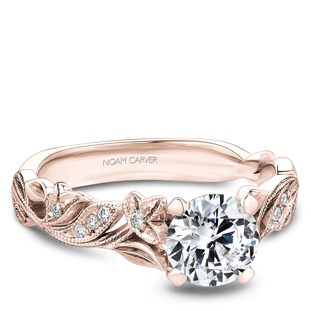 Noam Carver Engagement Ring Rose 18k Gold With 18 RD TCW 0.09ct