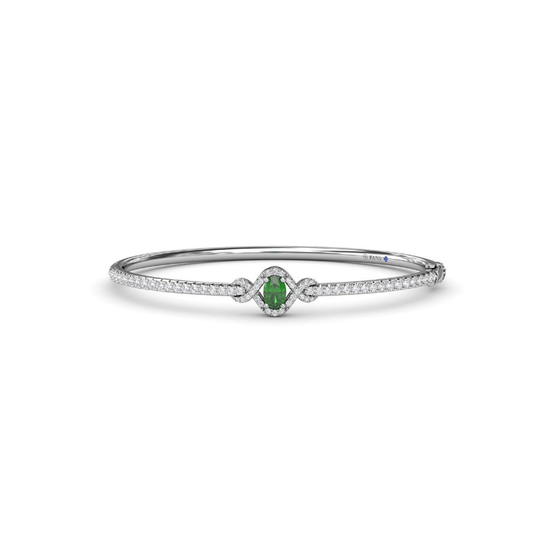 Fana Love Knot Emerald and Diamond Bangle Bracelet