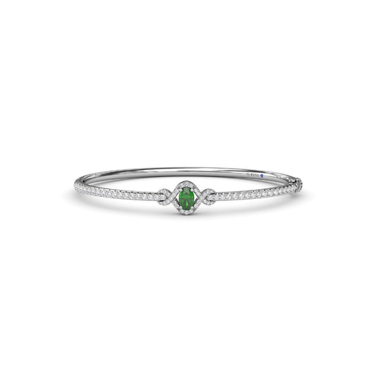Fana Love Knot Emerald and Diamond Bangle Bracelet
