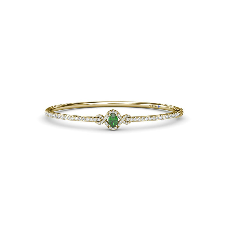 Fana Love Knot Emerald and Diamond Bangle Bracelet
