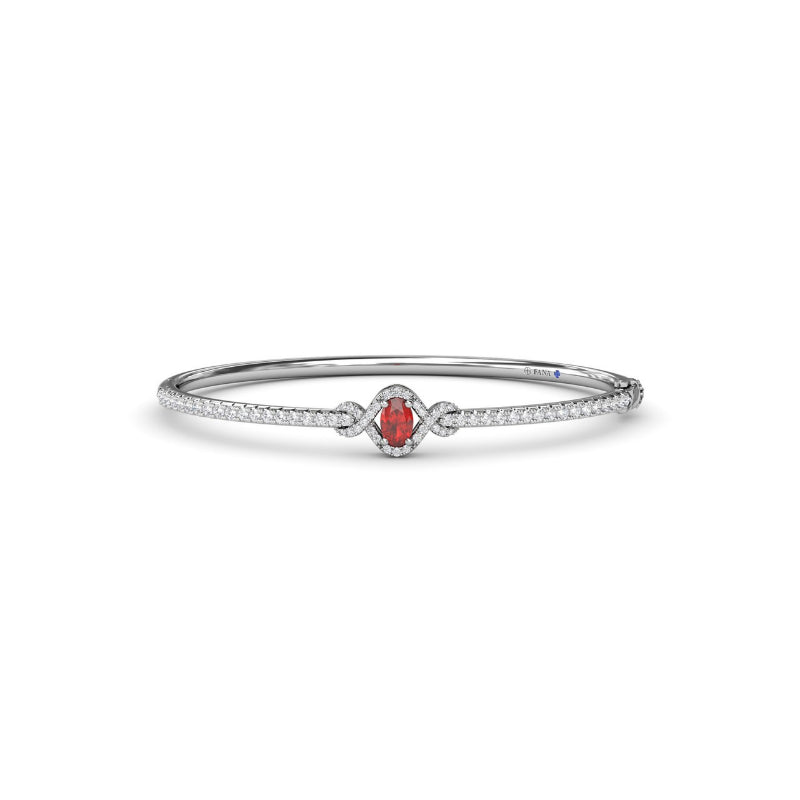 Fana Love Knot Ruby and Diamond Bangle Bracelet