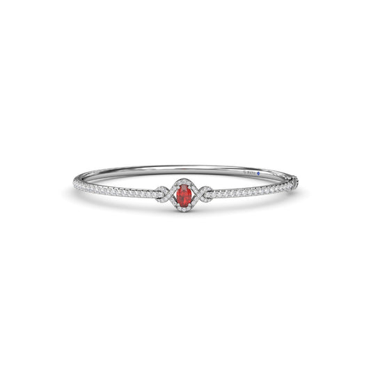 Fana Love Knot Ruby and Diamond Bangle Bracelet