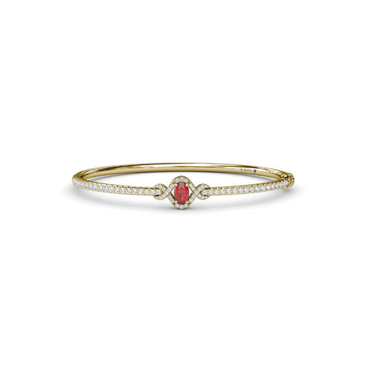 Fana Love Knot Ruby and Diamond Bangle Bracelet