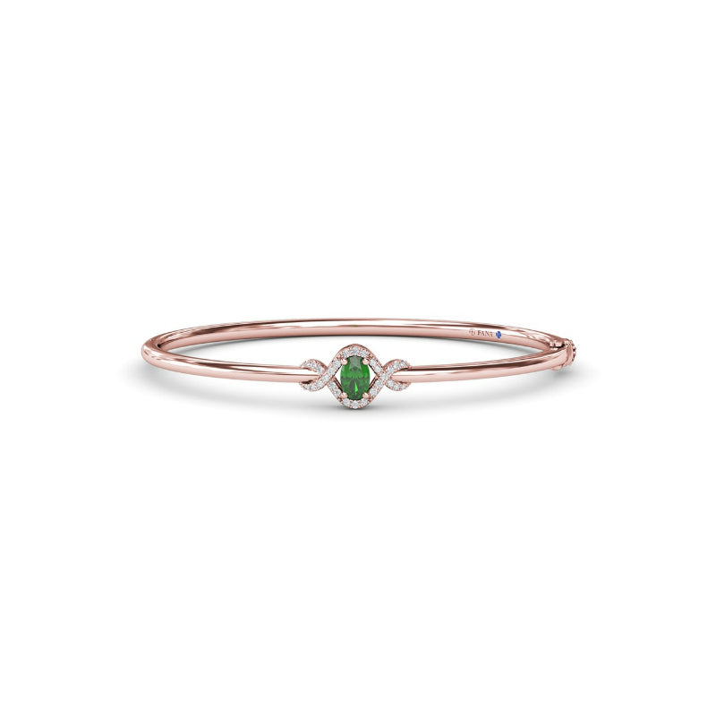 Fana Love Knot Emerald and Diamond Bangle Bracelet