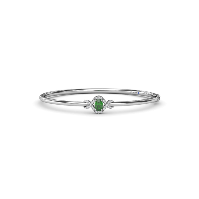 Fana Love Knot Emerald and Diamond Bangle Bracelet