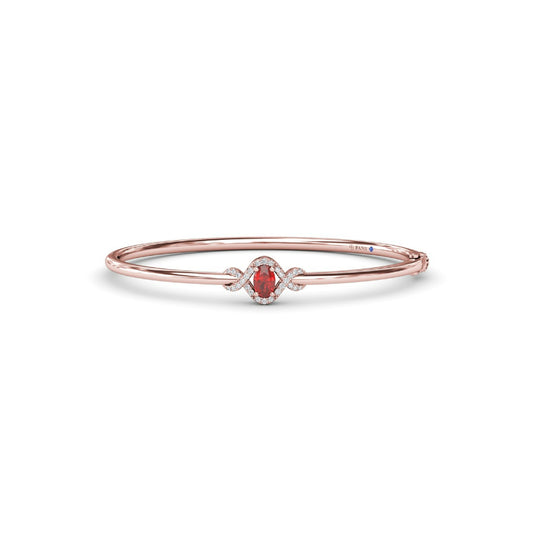 Fana Love Knot Ruby and Diamond Bangle Bracelet