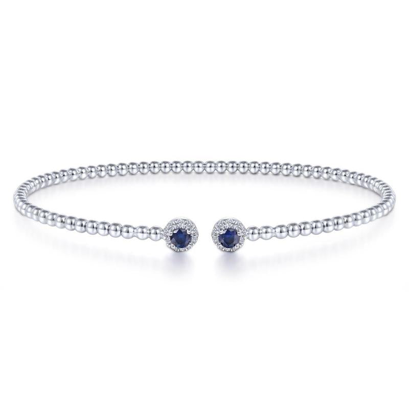 Gabriel & Co. 14k White Gold Bujukan Gemstone & Diamond Bangle Bracelet