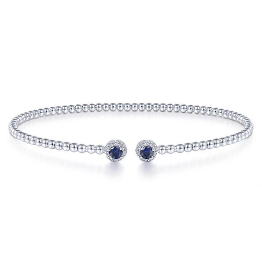 Gabriel & Co. 14k White Gold Bujukan Gemstone & Diamond Bangle Bracelet