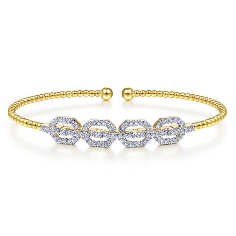 Gabriel & Co. 14k Yellow Gold Bujukan Diamond Bangle Bracelet