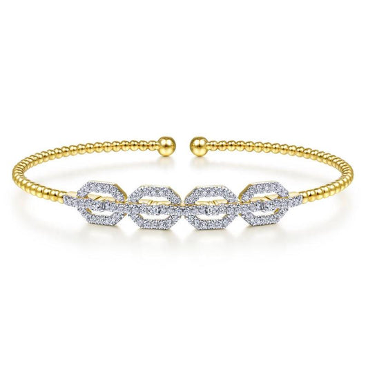 Gabriel & Co. 14k Yellow Gold Bujukan Diamond Bangle Bracelet