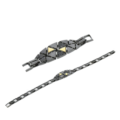 Simon G Men's Ruthenium Bracelet In 14K Gold With Diamonds (Gray,Yellow)